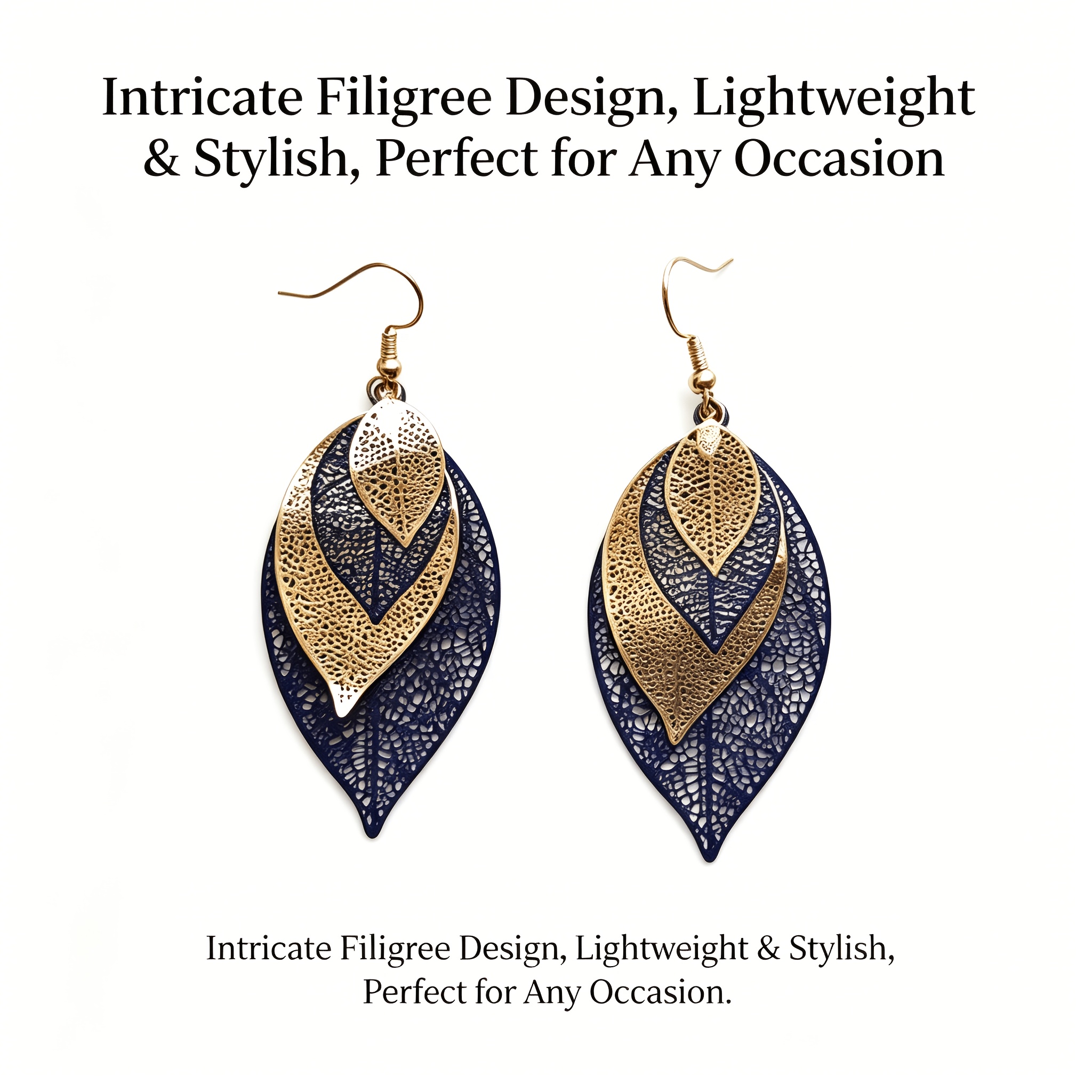 TEMU Boucles d'oreilles XRT élégantes à feuilles superposées, légères avec finition à paillettes, pour de mariage, tenue de travail, cadeau