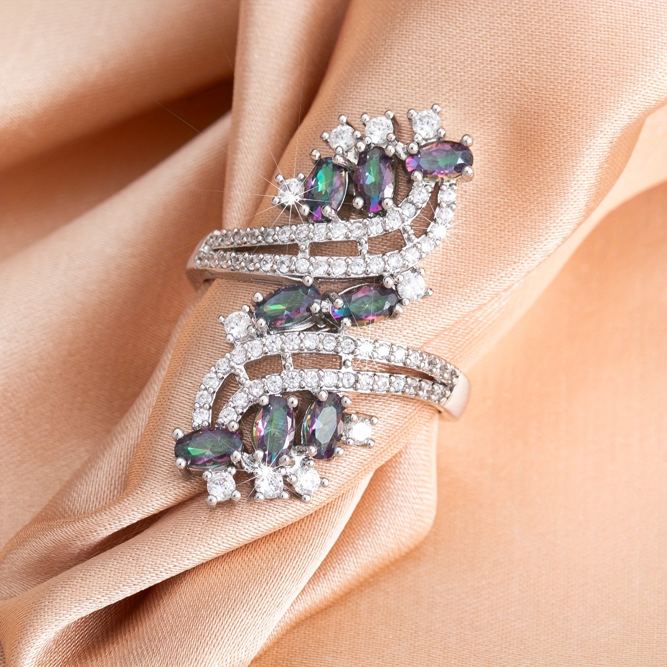 CZ Copper Ring December Birthstone for Casual Attire & Festivals