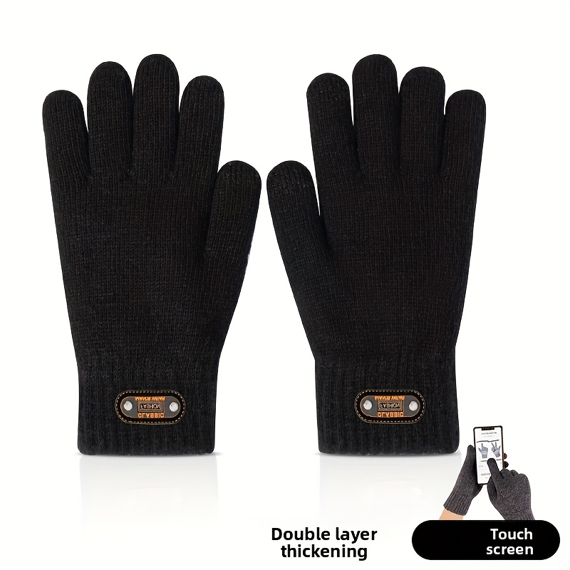 TEMU Touch Screen Gloves For Men In Winter, Knitted With Double Layered Thick And Added Fleece For