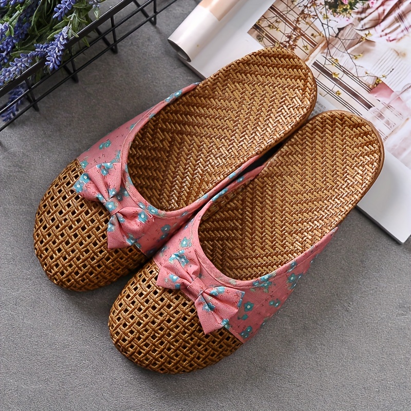 Summer Linen-Blend Cool Slippers, Indoor Non-Slip Thick-Soled Floor Slippers for Women, Home Use, Women Shoes