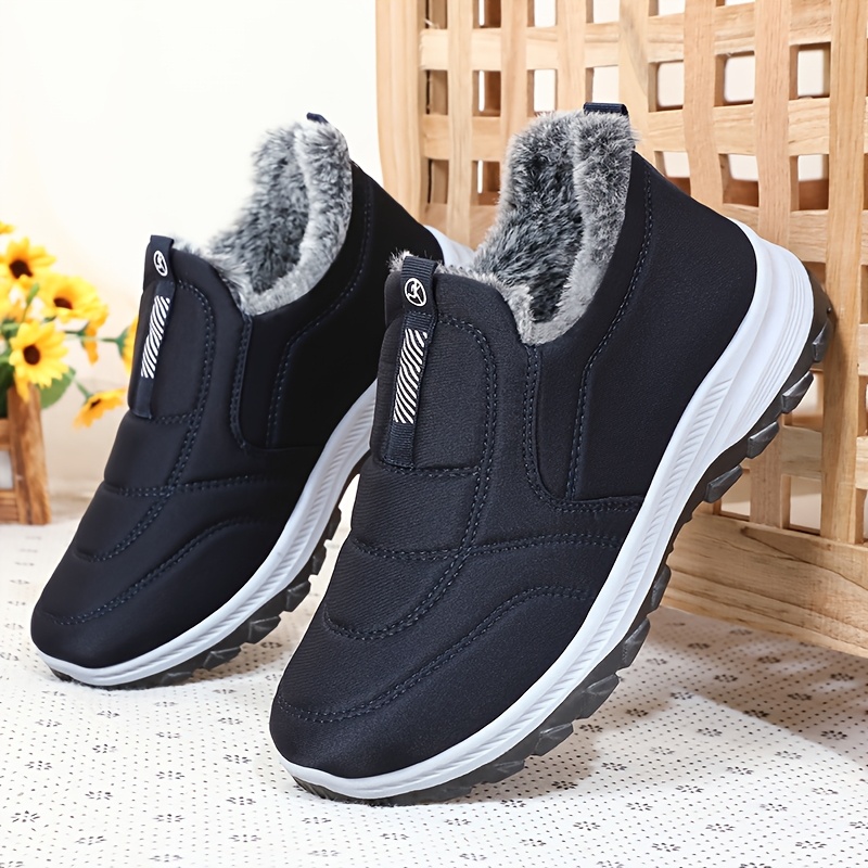 winter mens large size outdoor short boots fleece lined warm non slip pvc sole round toe design black casual hiking shoes suitable for all   Product details 7