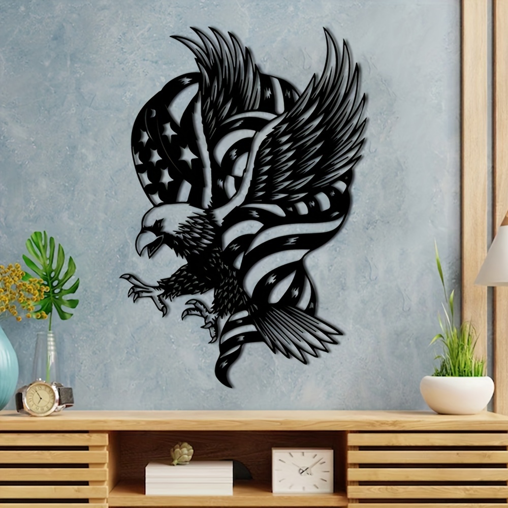 

1pc, Patriotic Metal Eagle Wall Art, American Flag Design, 3d Metal Wall Decor, Home & Office Decor, Usa National Symbol, Indoor Outdoor Use, Independence Day, 4th Of July