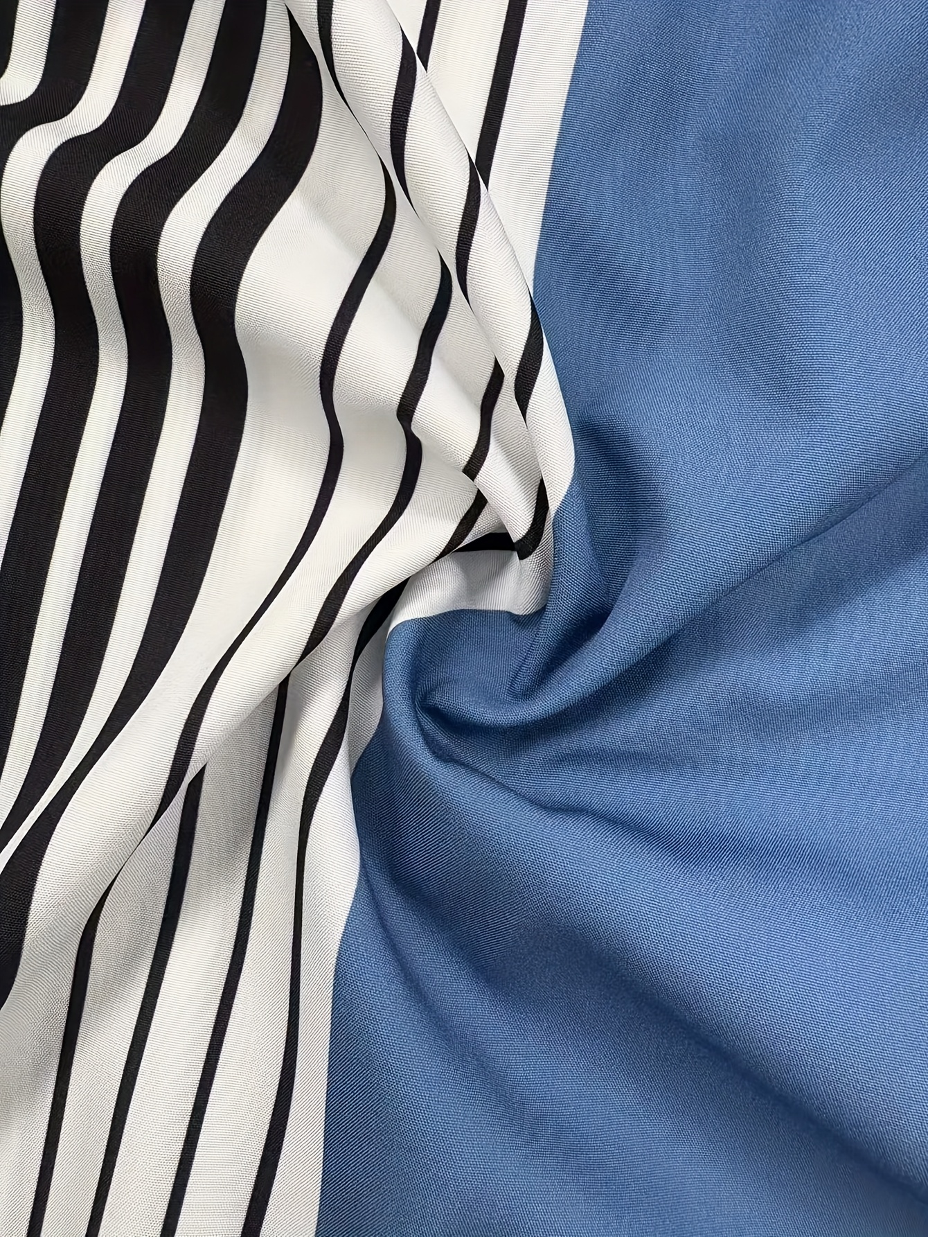 European and American Men's fashion stripe pattern print design button- short-sleeved shirt top and casual trousers matching suit, fashionable street street, seaside casual vacation short-sleeved shirt set