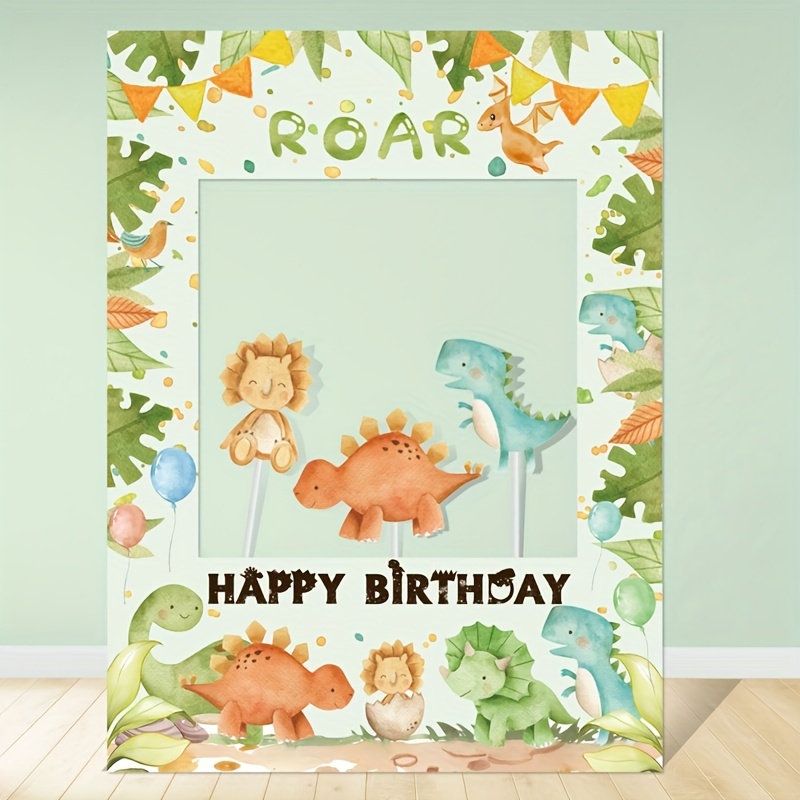 

Set, Dinosaur Paper Photo Frame, Happy Birthday Party Photo Frame, Dinosaur Theme Party Decoration, Jungle Decor Supplies Photo Booth Props