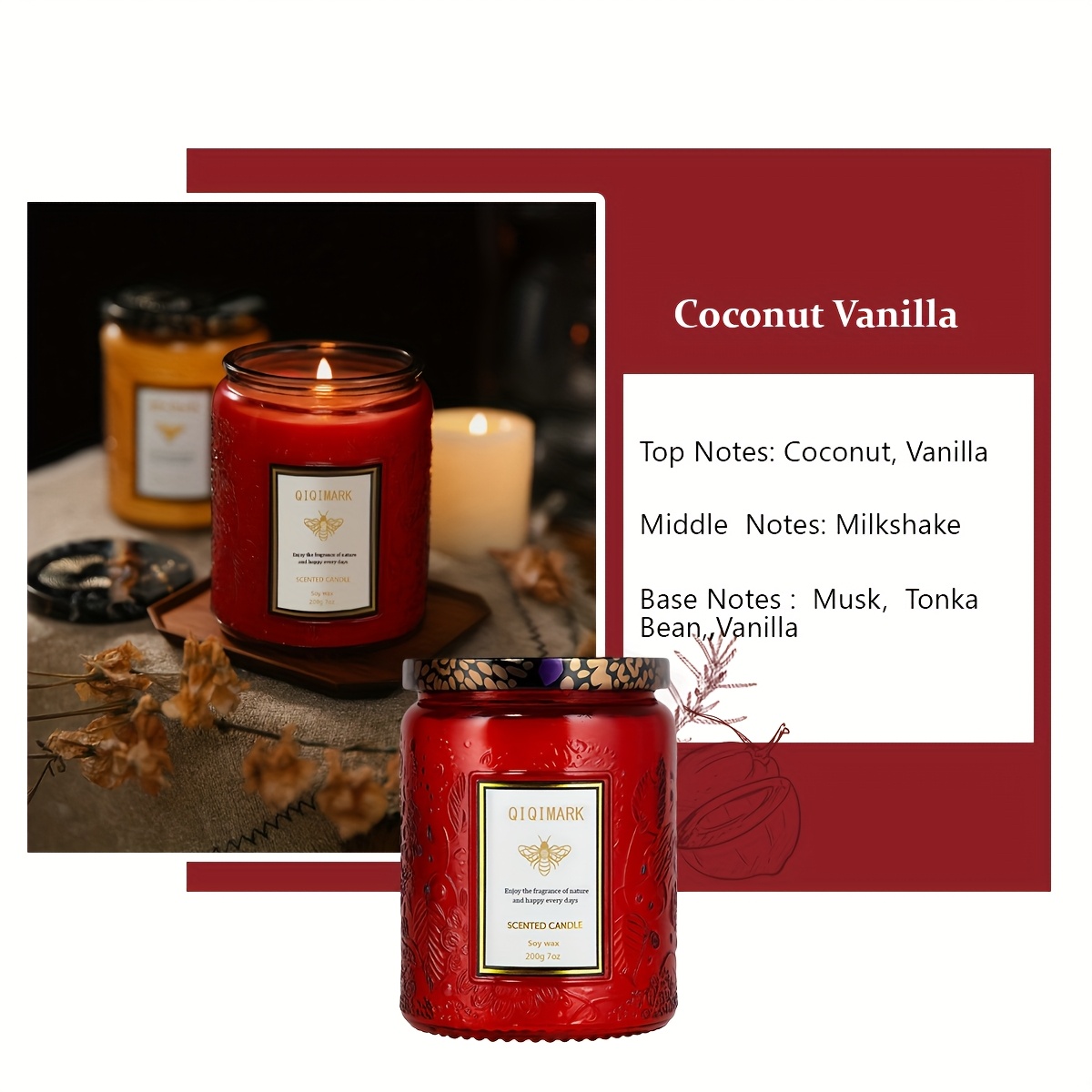 TEMU Halloween Christmas 40-hour Luxury Scented Candles Set In Glass - Glowing Soy Wax Pillar Candles With Lid, Individually Wrapped For Home Decor,