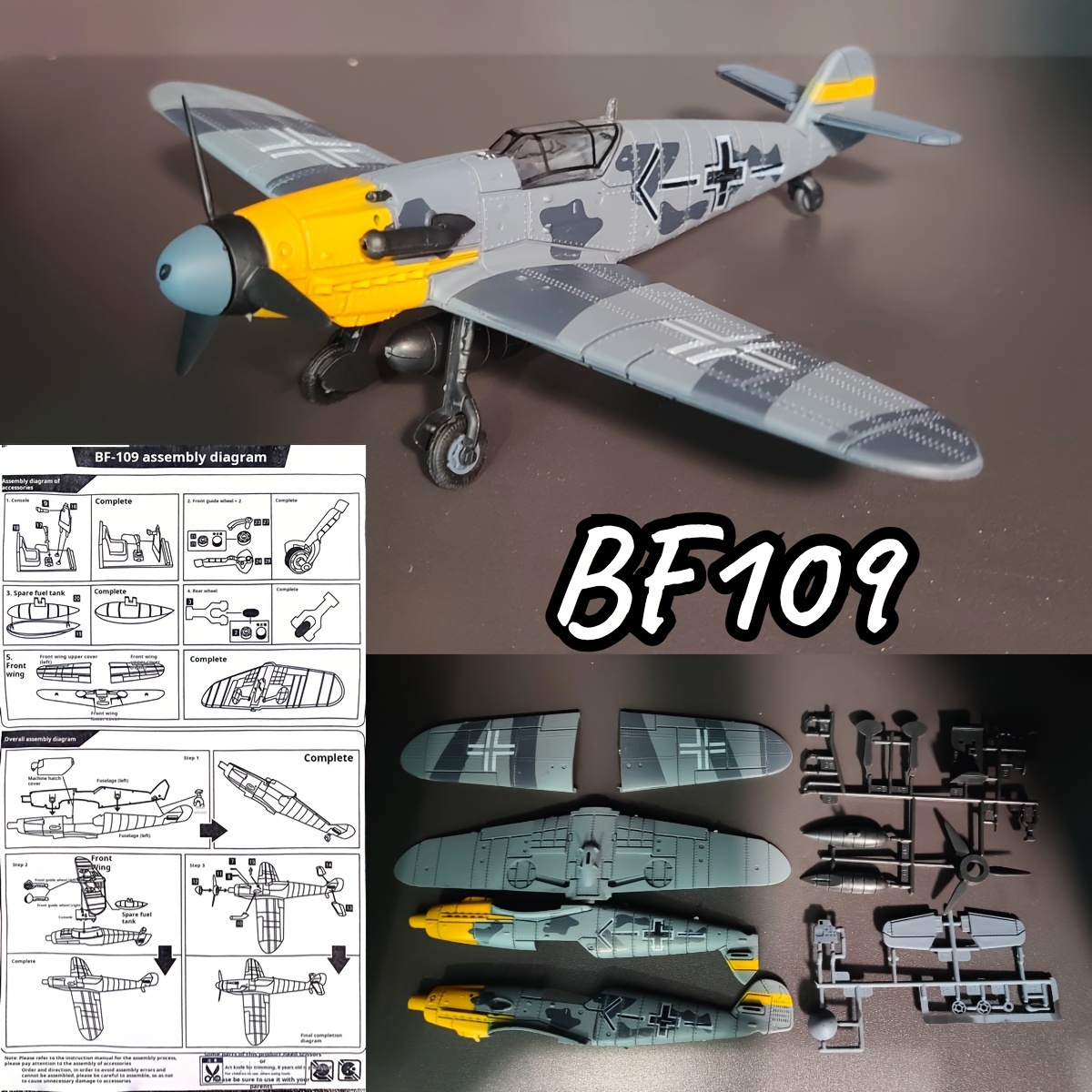 

Bf109 Fighter Aircraft Model Kit 1:49 Scale - Diy Assembly, Pe Material, Military Plane Replica, 14+ Age Group, Aviation Enthusiast Home Office Decor, Collectible Gift
