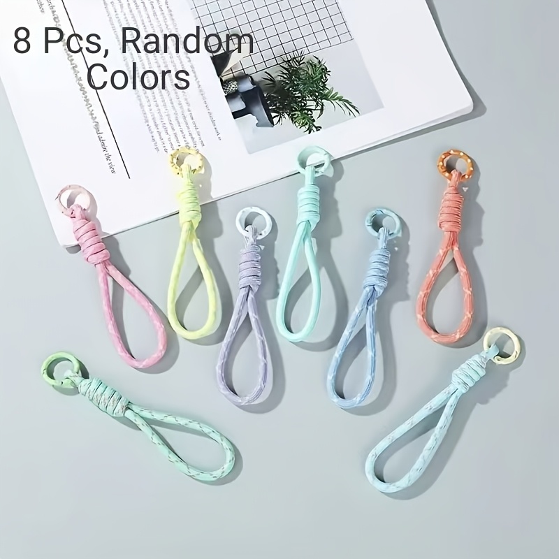 TEMU 8 Colorful Braided Phone Lanyard Keychain | Durable Nylon Rope, Suitable For Key And Phone Case Decoration, Handmade Appearance, Random Colors