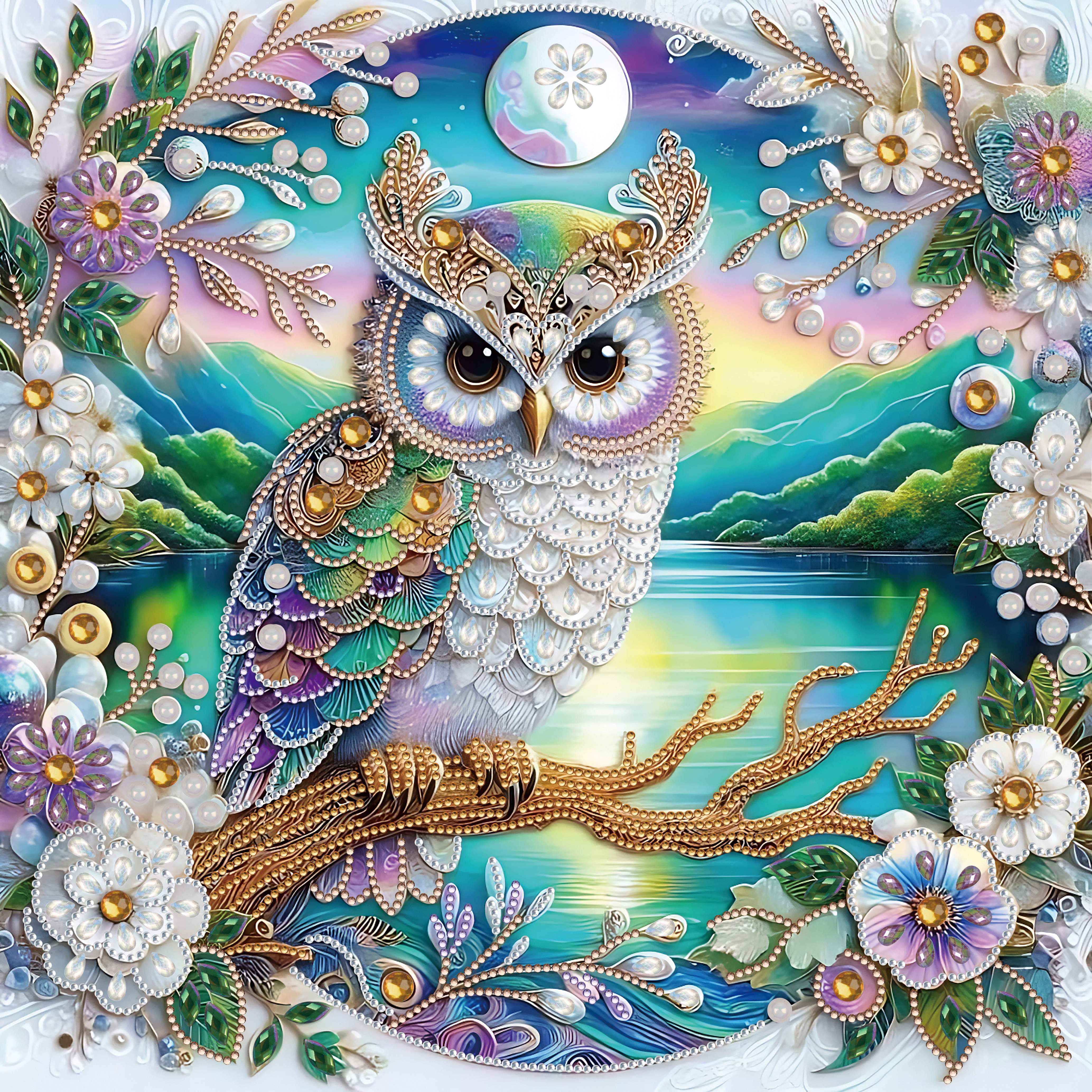 

Diy 5d Owl & Floral Diamond Painting Kit - Special Shaped Crystal Art, Frameless Mosaic Craft For Home Decor, Perfect Holiday Gift (15.7x15.7inch)