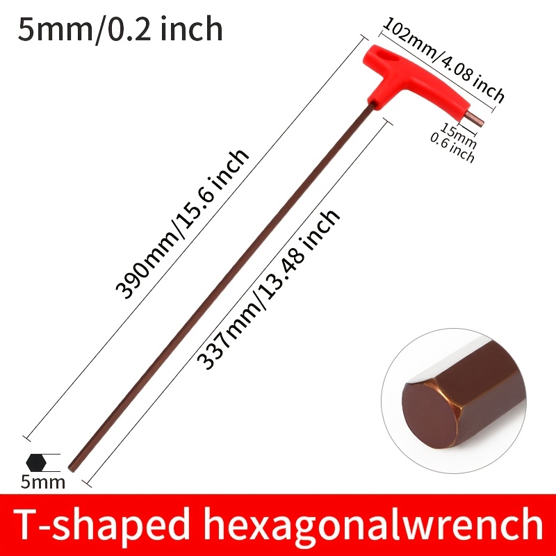TEMU Extended Hex Key Bit, L-shaped Manual Double-ended Wrench, Candy Cane Style, S2 Steel Material, Wear-resistant And High Toughness, T-type Hex