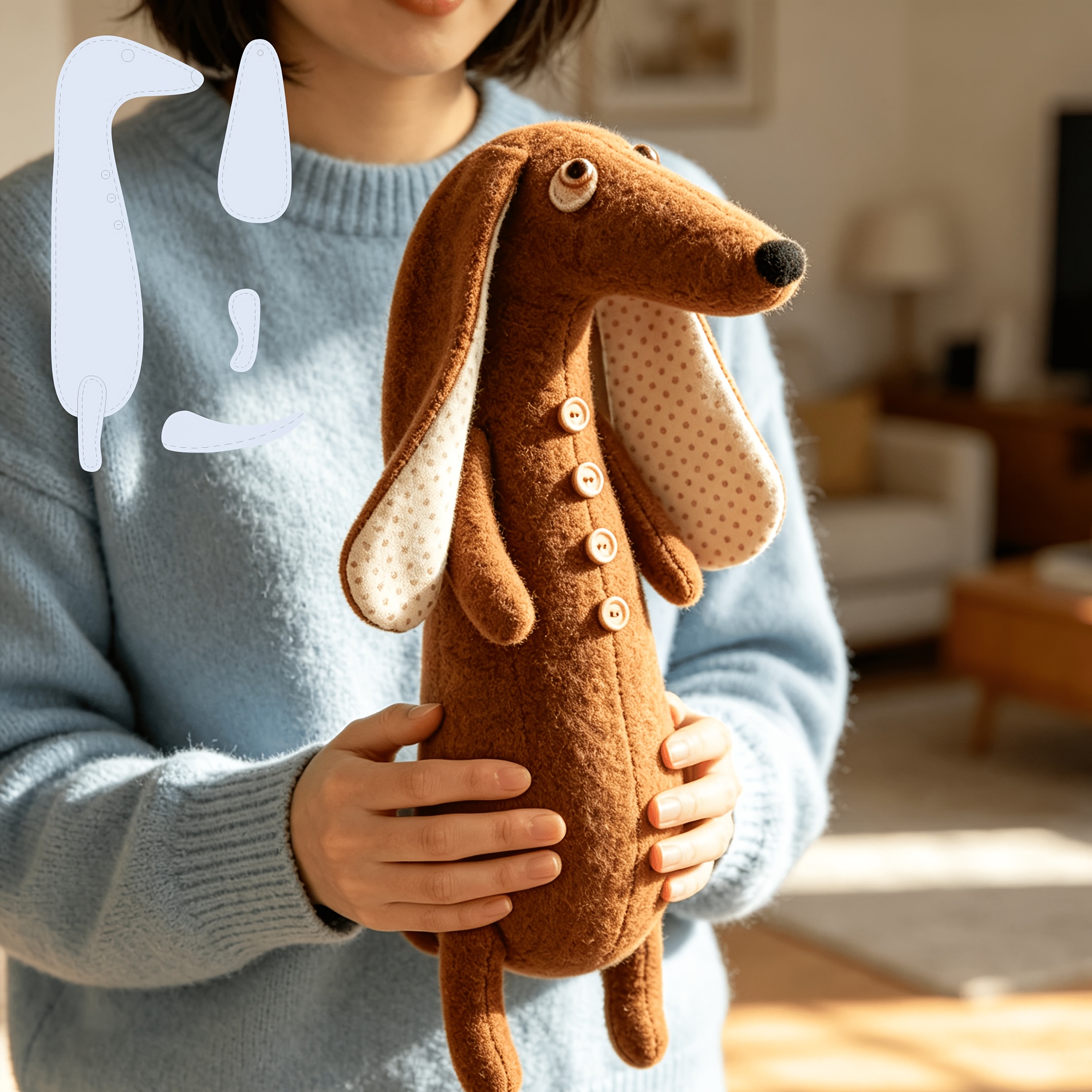 TEMU 1 Set 4pcs Dachshund Plush Doll Craft Templates, Artistic Decorative Templates, Reusable Painting Templates, Suitable For Handmade, Painting,