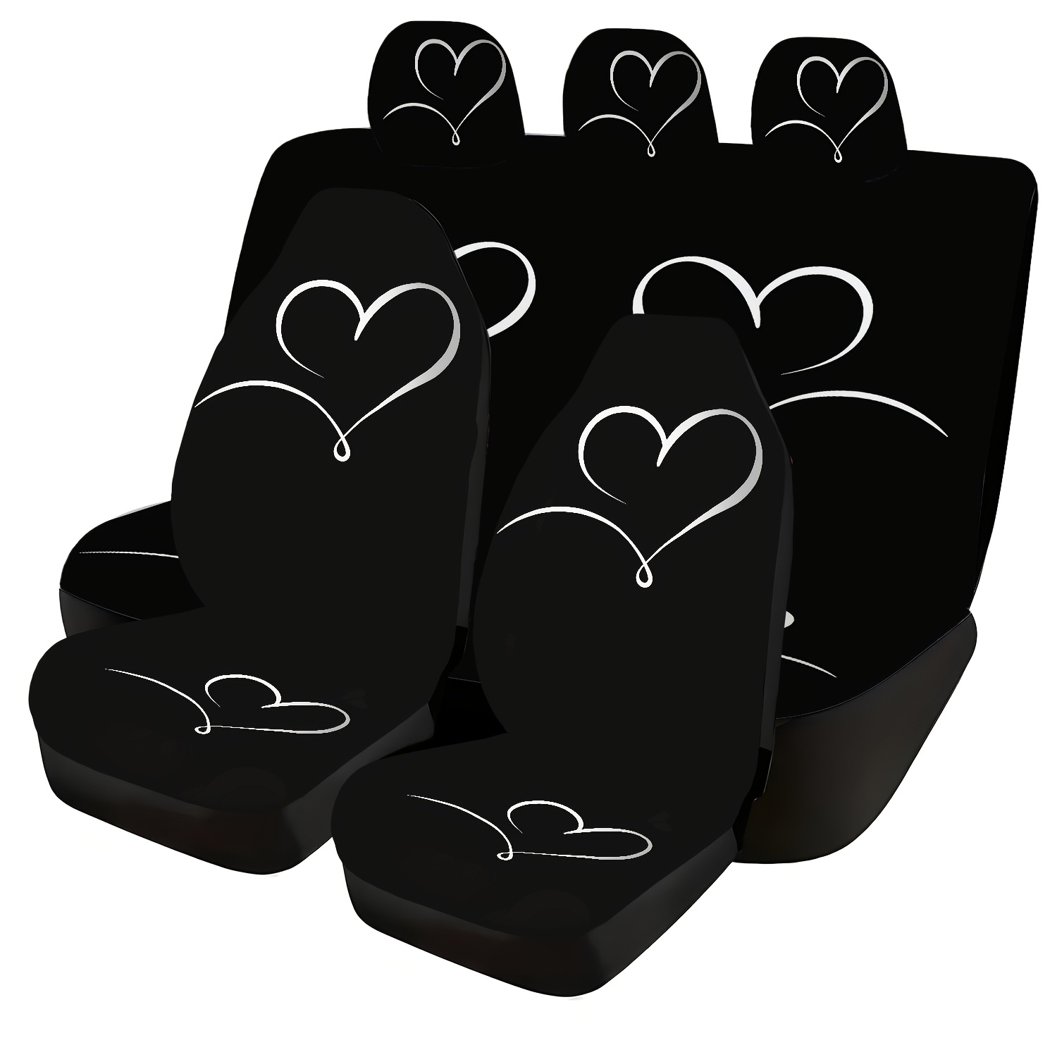 TEMU Juego de 6 fundas para asientos hipoalergénicas | Líneas de corazones minimalistas dibujadas a y - Fundas para asientos de coche, material fino,