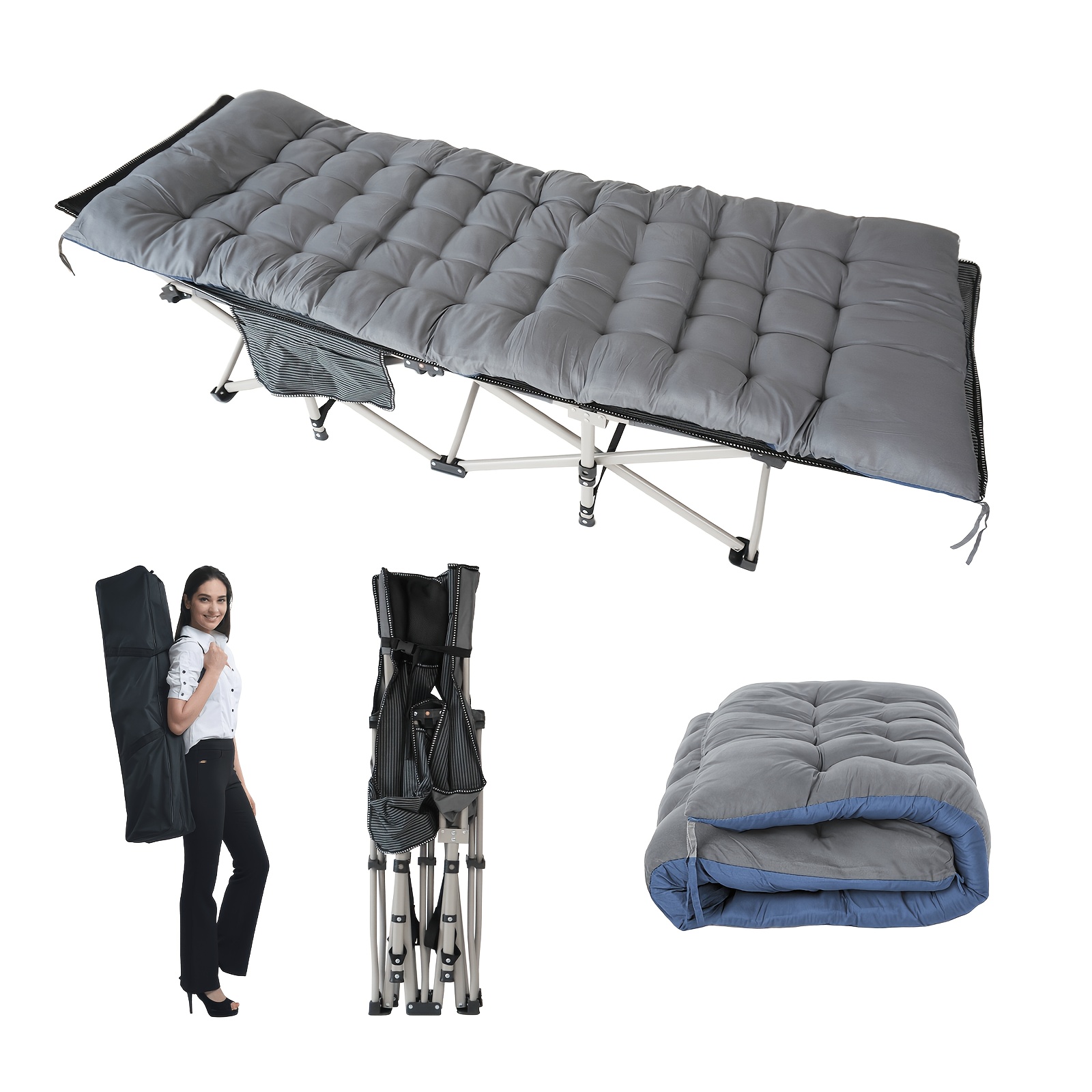 Sturdy Foldable Cot Bed Patio Sleeping Bed Portable Patio Folding Bed Garden Bed Patio Lounge Chair With Mattress For Patio Leisure Rest Nap Use