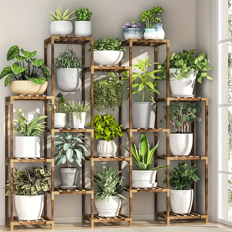 Boho Chic 15-Tier Large Plant Stand - Versatile Indoor/Outdoor Flower Rack for Multiple Pots, Perfect for Living Room, Balcony, Garden, or Office Decor
