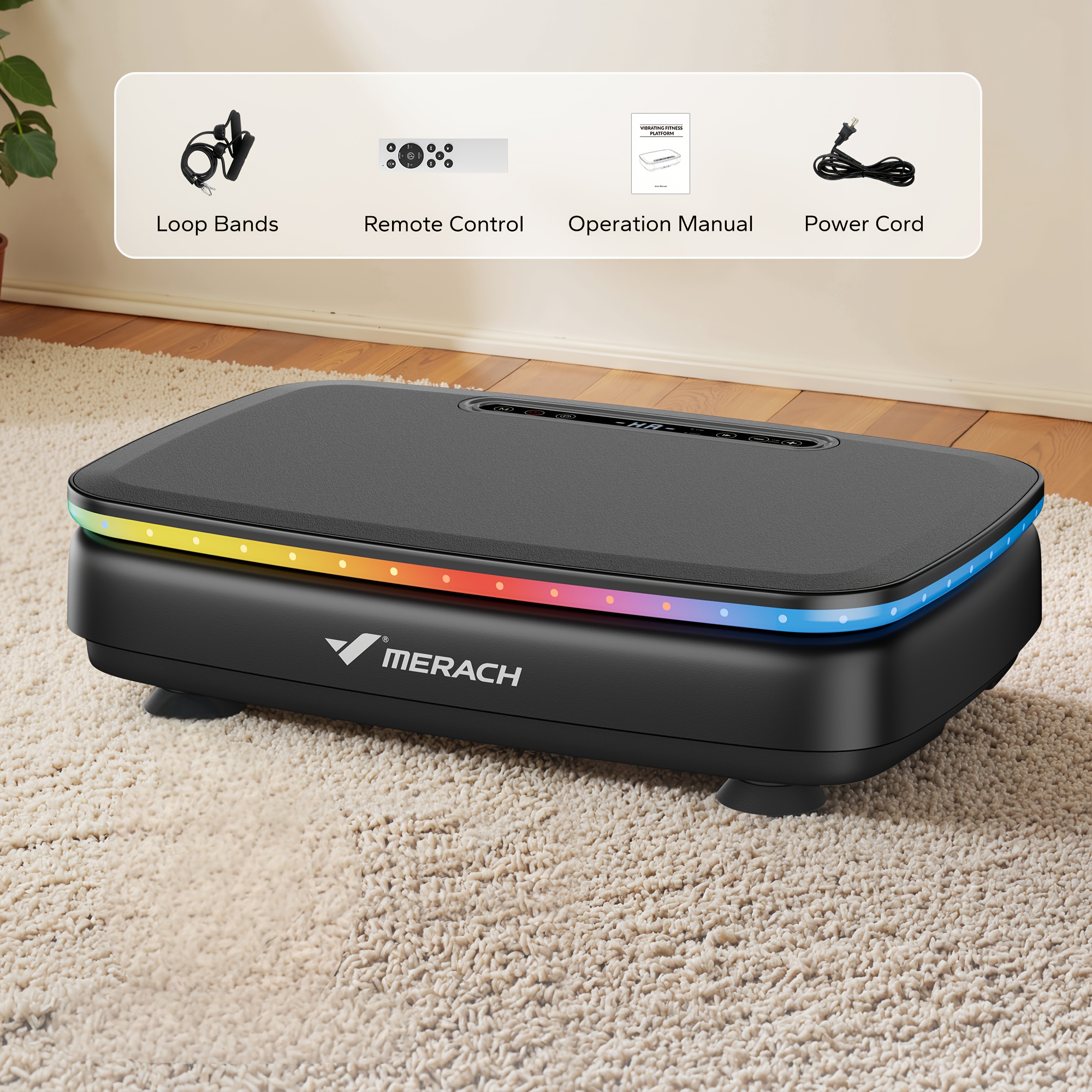 TEMU Vibration Plate Exercise Machine With 2 Tension Ropes, Home Fitness Equipment With Led Display For