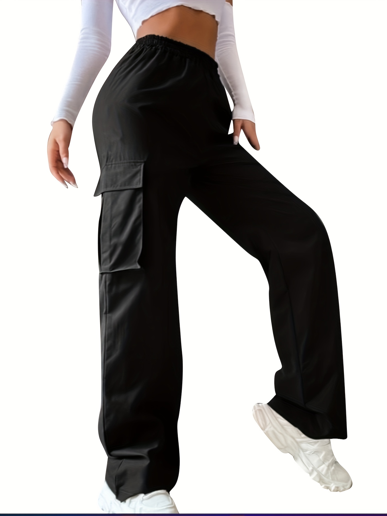 Pantalones Lápiz Pantalones casuales de mujer Pantalones de mujer de moda  Pantalones de bolsillo para mujer (Negro L) Ygjytge para Mujer Negro T S