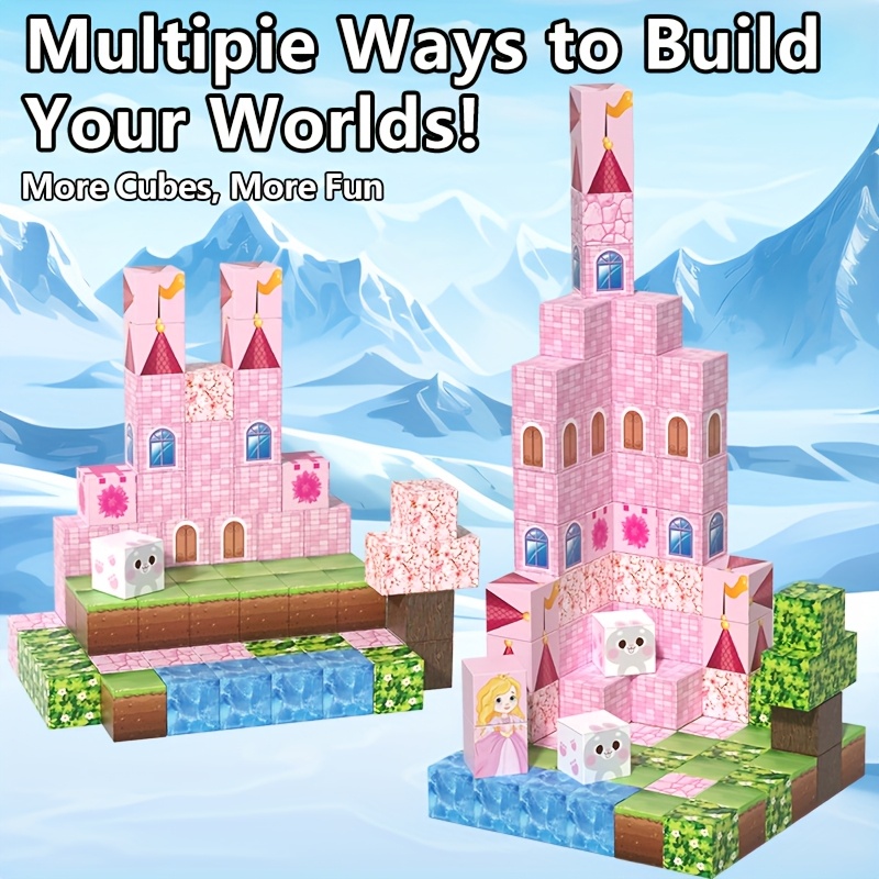 Sensory Magnetic Cubes Pink Castle Set