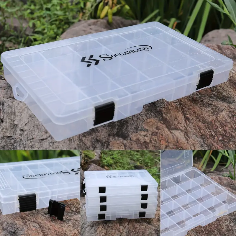 24 compartment tackle box APACALI 4 Pack Large Clear Organizer with Dividers, Adjustable Compartments Box & Bead Organizer for Crafts Small Parts : Arts, Crafts & Sewing or Blue Keep your flies and small tackle secure fishing tackle box multi functional