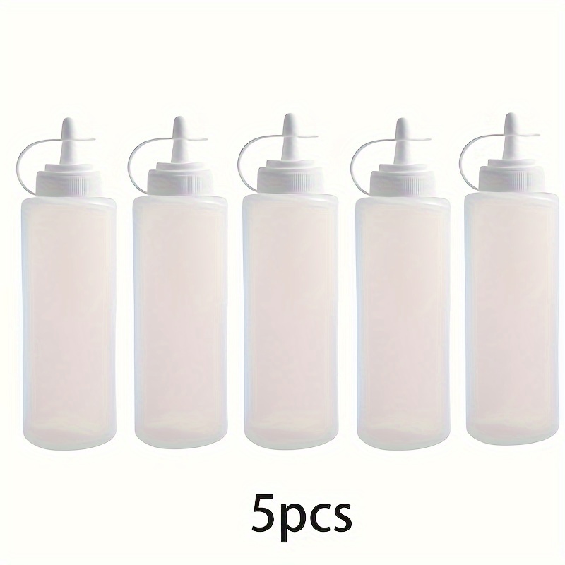 

1pc/5pcs Plastic Squeeze Bottle With Lid Condiment Bottle Dispenser Multipurpose Squeeze Bottle Kitchen Gadgets For