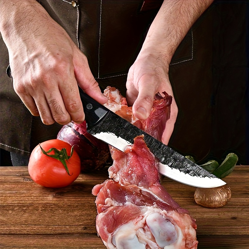 3pcs Professional Butcher Knife- Hand-Forged Stainless Steel Boning Knife Kitchen Hand-Forged Fish Fillet Knife BBQ Tool Professional Chef Kitchen Knife, Multi-Purpose Kitchen Carving Knife, Suitable for Meat Cutting- Father's Day Gift