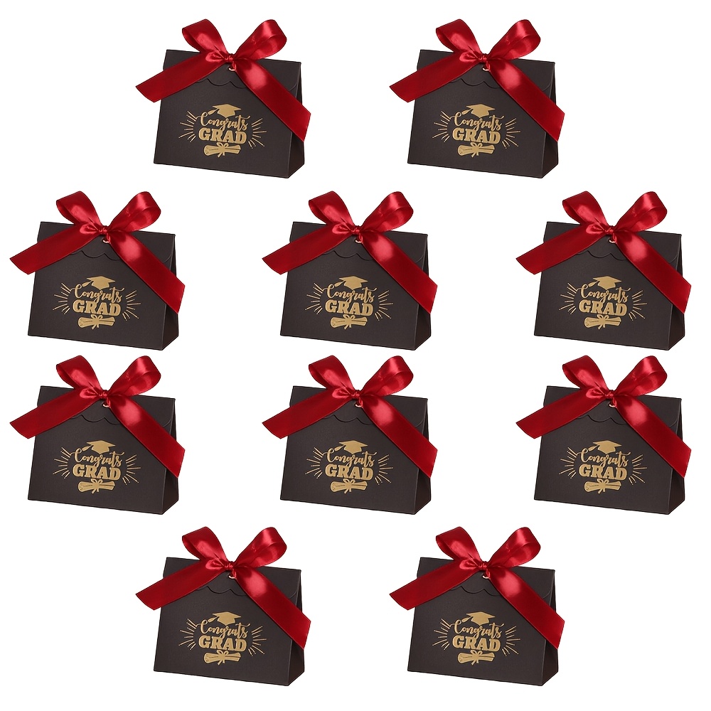 TEMU Regalo /Lui 10/20 pezzi Congratulazioni Laurea Scatola Regalo Portatile Festa di Laurea Caramelle Biscotti Scatola di Imballaggio con di Raso