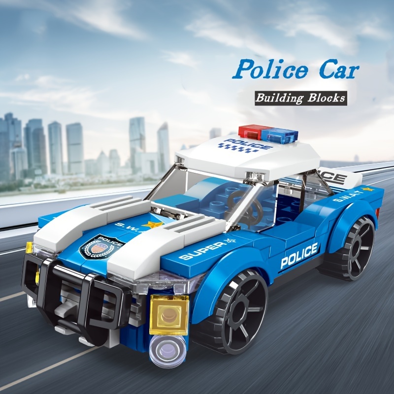 

92+pcs Police Car Building Blocks, Abs Blue Racing Police Car Assembly Toy, Building Block Puzzle Toys, Birthday Gift, Collection, Home Decoration