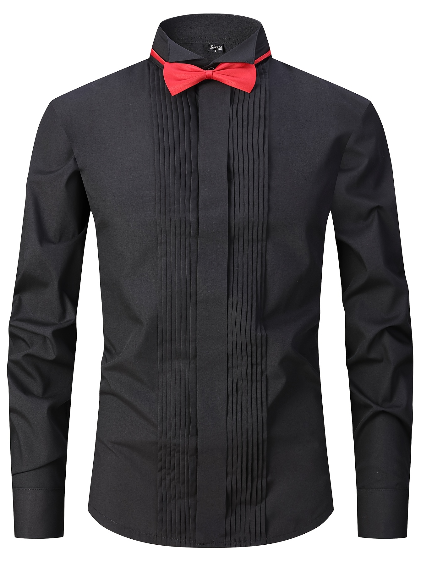 Men's Solid Color Dress Shirt with Swallow Collar & Bow Ties