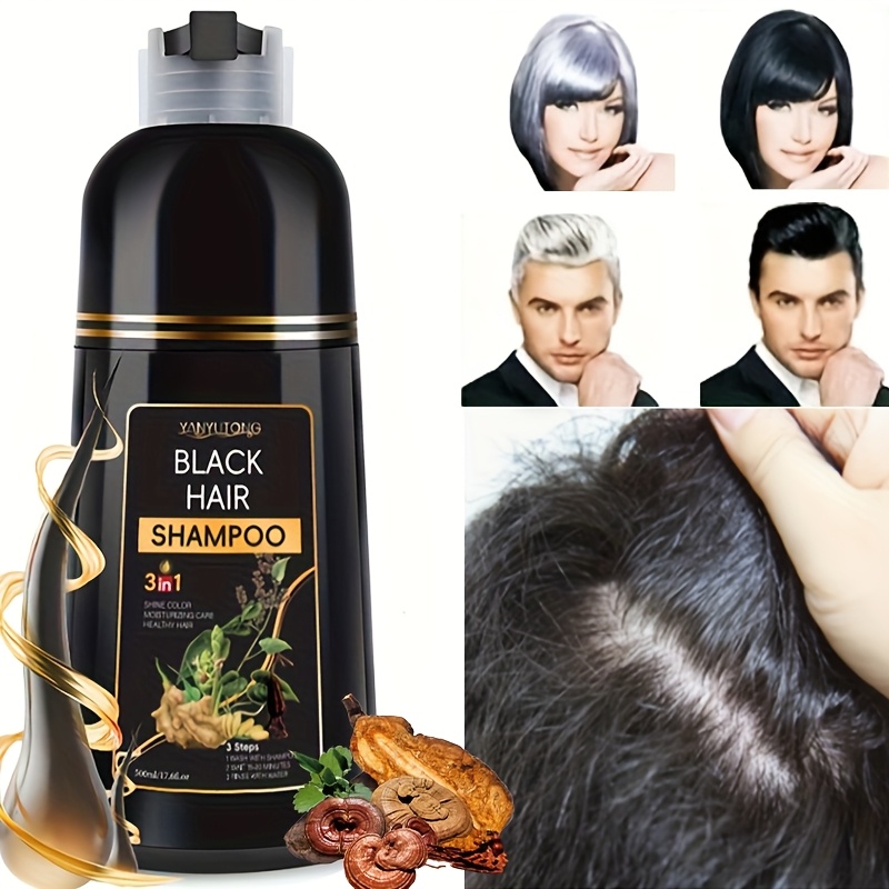 Gaayou Schwarzes Haarfärbe-Shampoo – 3-in-1, Sofortige Färbung, Natürliches Schwarz, 3 Unzen (ca. 90 Ml)