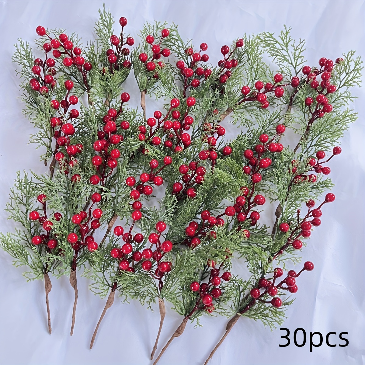 TEMU 30-pack Red , Christmas , Plastic , Diy Twisted For Christmas Tree, Vase, Decor, Decoration Electricity Or Battery