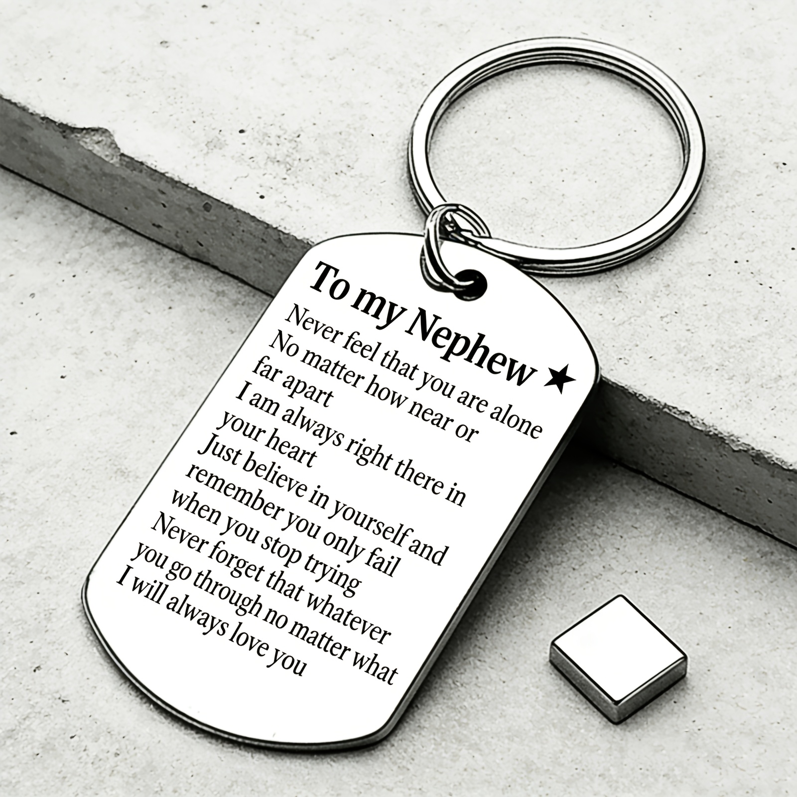 TEMU "to My Nephew" Inspirational Stainless Steel Keychain, Warm Inspirational And Encouraging Gifts From Elders To Nephews, Birthdays, Holidays,
