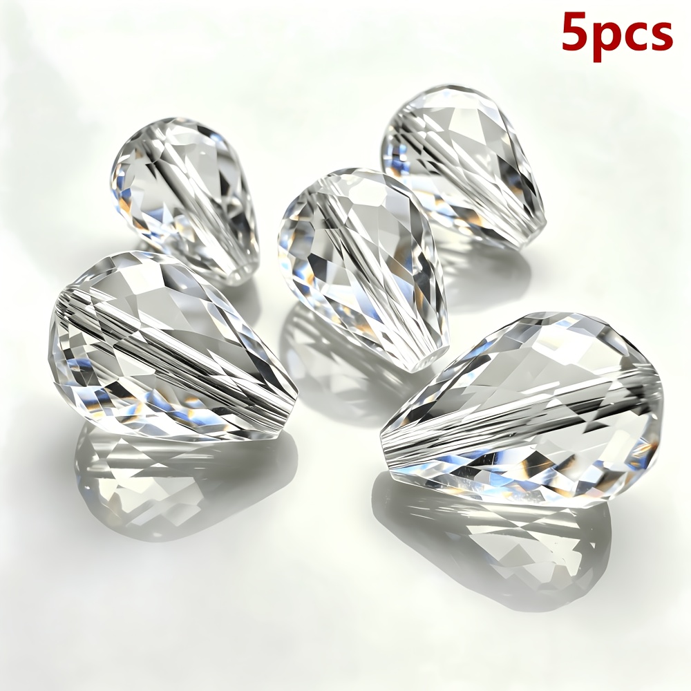 TEMU Super Sparkly Colorful 13x18mm Medium Straight Hole Strawberry Teardrop Glass Loose Beads For Diy Handmade Accessories, Necklace Pendants, And