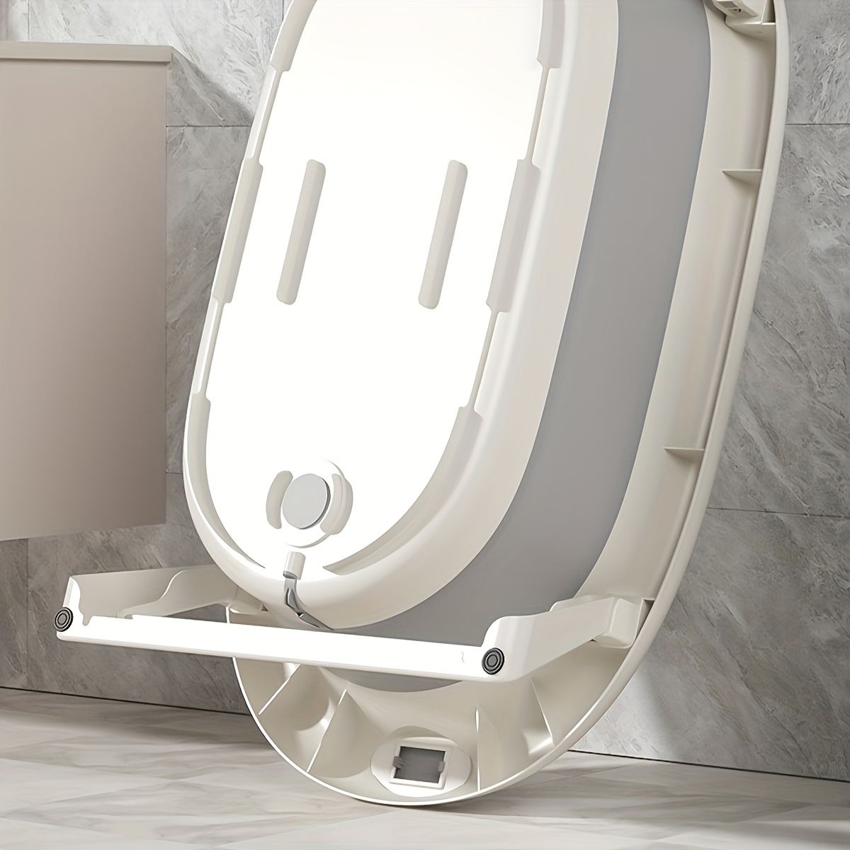 Baby Large Bath Tub for Children, Plastic Folding Bathing Basin, Foldable Soaking Tub That Can Be Used for Sitting Or Lying Down, Includes a Folding Bath Rack, Folding Water Bucket, And Folding Water Scoop in a 4pcs Set