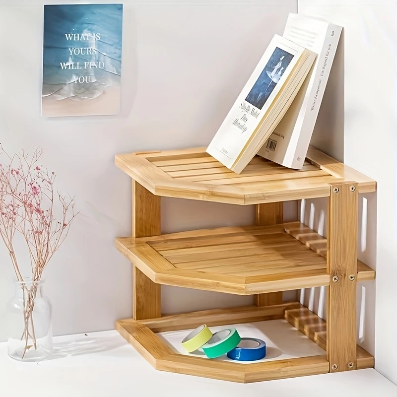 bamboo kitchen corner rack cabinet board organizer corner cabinet shelf 3 level kitchen pantry wall mounted kitchen storage shelf organizer natural details 2