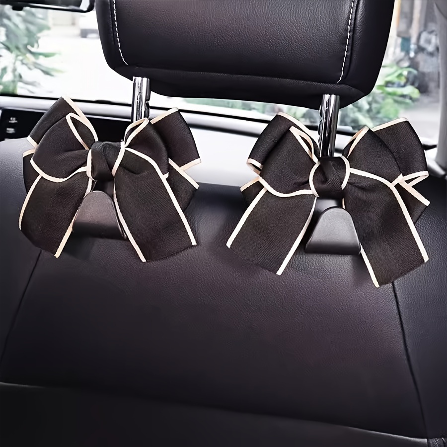 TEMU Festive Black And White Bow Car Hook - Abs Material, Suitable For Car Models - Organizing And Decorating Your Vehicle Interior