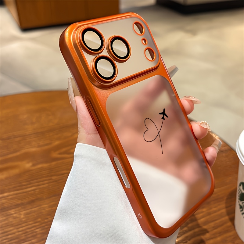 TEMU Phone Case - High End Protective Phone Case For Iphone 17 Pro Max 17 Air 11 12 13 Pro Plus, Airplane Pattern Luxury Electroplated Frosted Hard