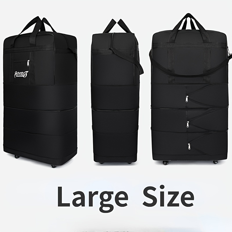 simple black travel luggage bag wheels versatile carry Temu