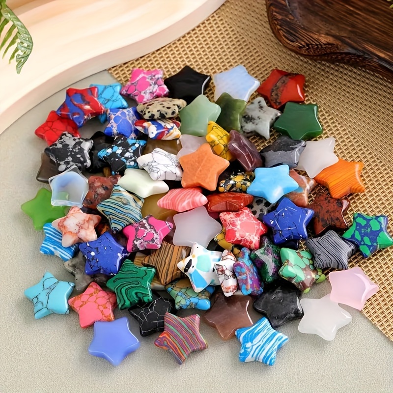 

20/60/100pcs 0.78in Loose Star Thumb Pocket Palm Collection Aquarium Garden Room Decoration Aesthetic Gift For Women Party Gift Natural Stone Synthetic Crystal Multi-material Combination Set