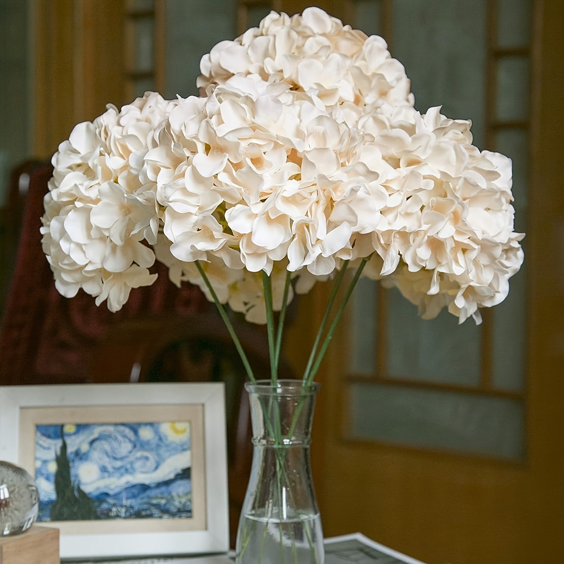 item picture 15pcs realistic artificial hydrangea flowers with stems faux hydrangea heads suitable for wedding centerpieces baby showers vase fillers indoor outdoor decor diy arrangements for home garden decoration