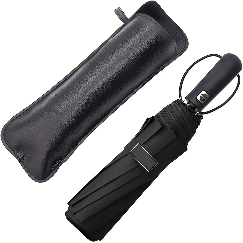 

1pc Water-resistant Leather Umbrella Case, Protective Cover For Black Umbrellas