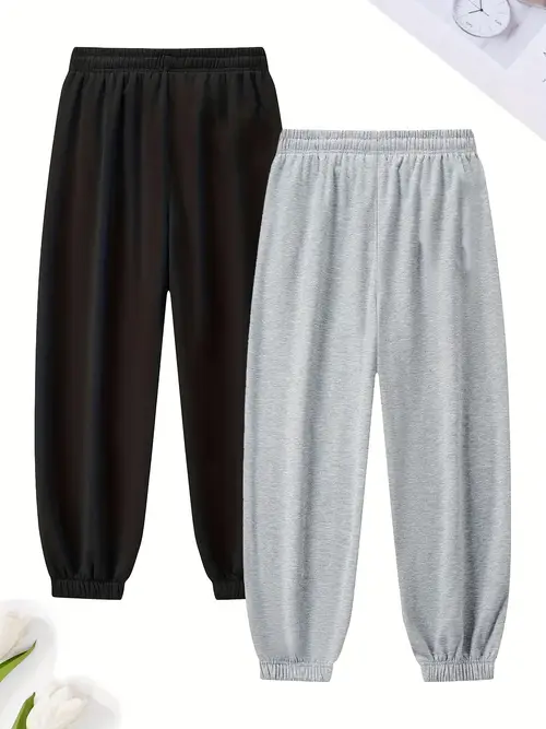 2pcs mens casual outdoor jogger pants solid color regular fit with drawstring waist elastic waistband for sports fitness running daily wear perfect gift for husband boyfriend father jogging pants gym wear durable fabric