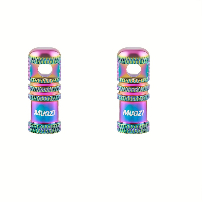Image of Muqzi 2pcs Bicycle French Valve Cap Vacuum Tire Valve Core Removal Tool Aluminum Alloy Colorful Dustproof Cover, Without Battery