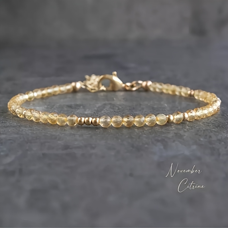 E-shop Natürliche gelbe Zitrin Kristallperlen Elegantes minimalistisches Armband: Zieh Wohlstand an, verbessere finanzielle Abundanz, zum Verschenken