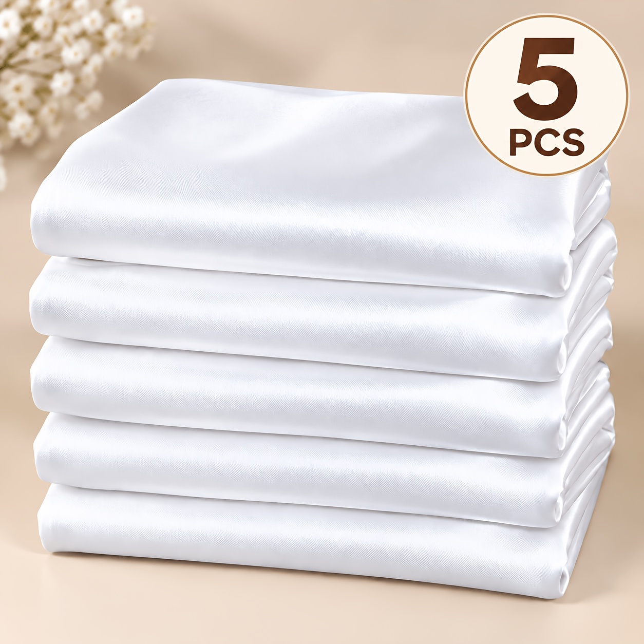 TEMU Ensemble de 5 pièces de tissus de satin colorés, tissu de satin couleur satin | de polyester, 75Gsm, idéal pour les de couture, et lisse,