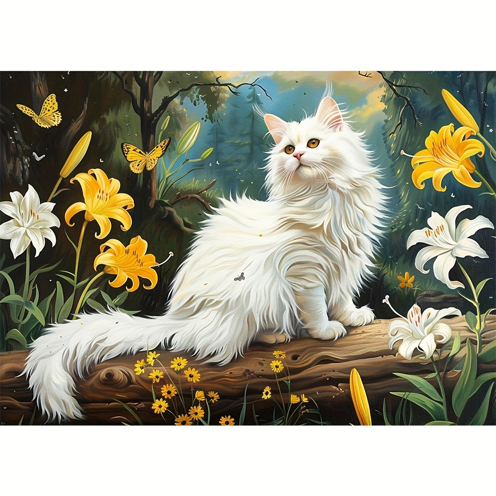 

1pc Large Size 30x40cm/ 11.8x15.7inches Without Frame Diy 5d Diamond Art Painting Lovely Cat, Full Rhinestone Painting, Diamond Art Embroidery Kits, Handmade Home Room Office Wall Decor