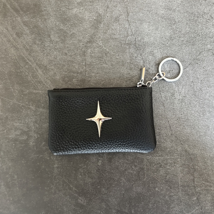 TEMU Genuine Leather Coin Purse, Top-grain Cowhide Men', Key, Credit Card, And Id Holder, Mini Wallet