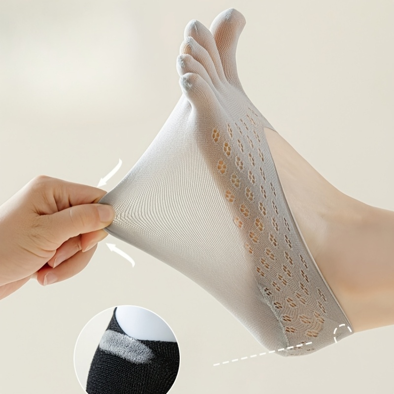 3 pairs of womens open toe socks five toe socks invisible boat socks for women ultra thin low cut summer socks   mesh breathable comfortable split toe socks with silicone anti slip protection for toes suitable for people with   Product details 2
