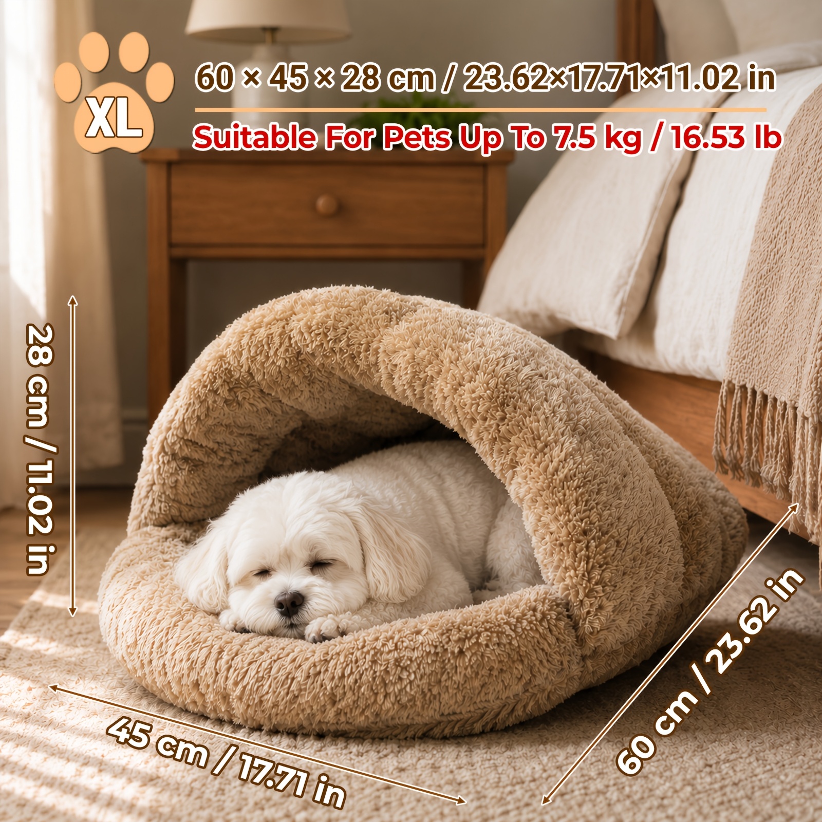 TEMU Plush Round Pet Bed For Cats, Soft Faux Rabbit Fur Donut Bed With Raised Rim, Cozy Warm Sleeping Nest, Comfortable Indoor Pet Cushion For Small