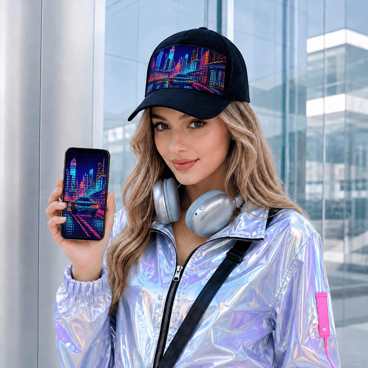TEMU Rgb Color Led Baseball , 100% Adjustable Hat With Text, Pattern, Animation & Music Rhythm Display, Usb Rechargeable, For Parties, Festivals,