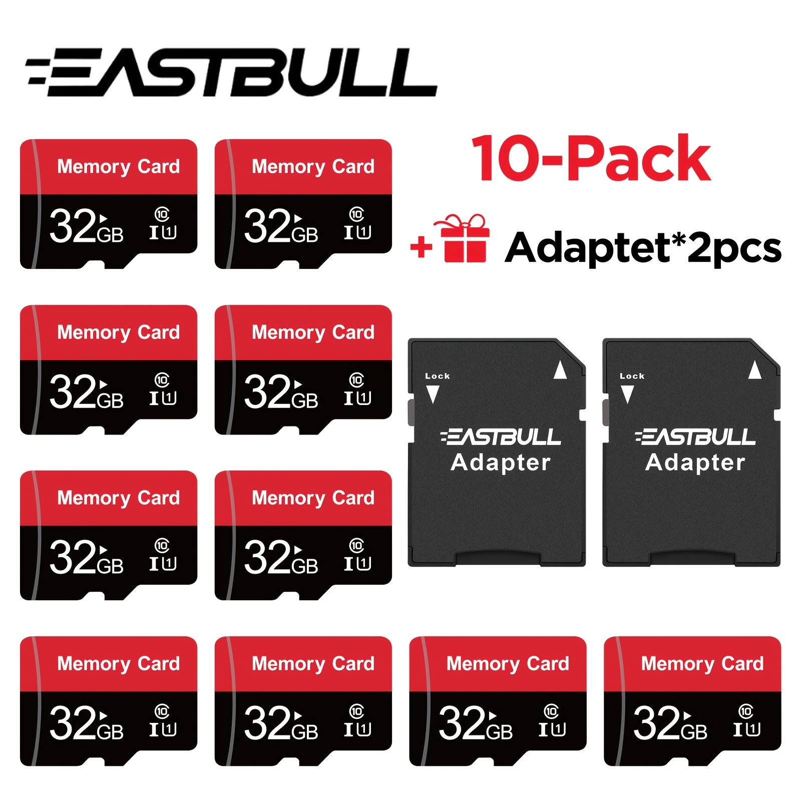 Temu – TEMU Eastbull 10pcs Tf Cards 32gb/16gb/8gb/4gb Flash Memory Cards, Class Cards With 2 Sd Adapters, Ideal For Tablets, Smartphones, Dash Cameras