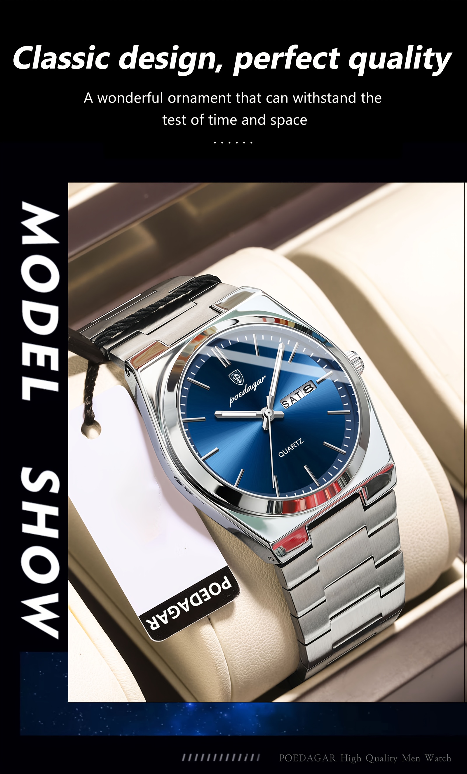  newly designed waterproof luminous calendar stainless steel chronograph watch fashion korean business youth luxury mens quartz wristwatch Product details 12