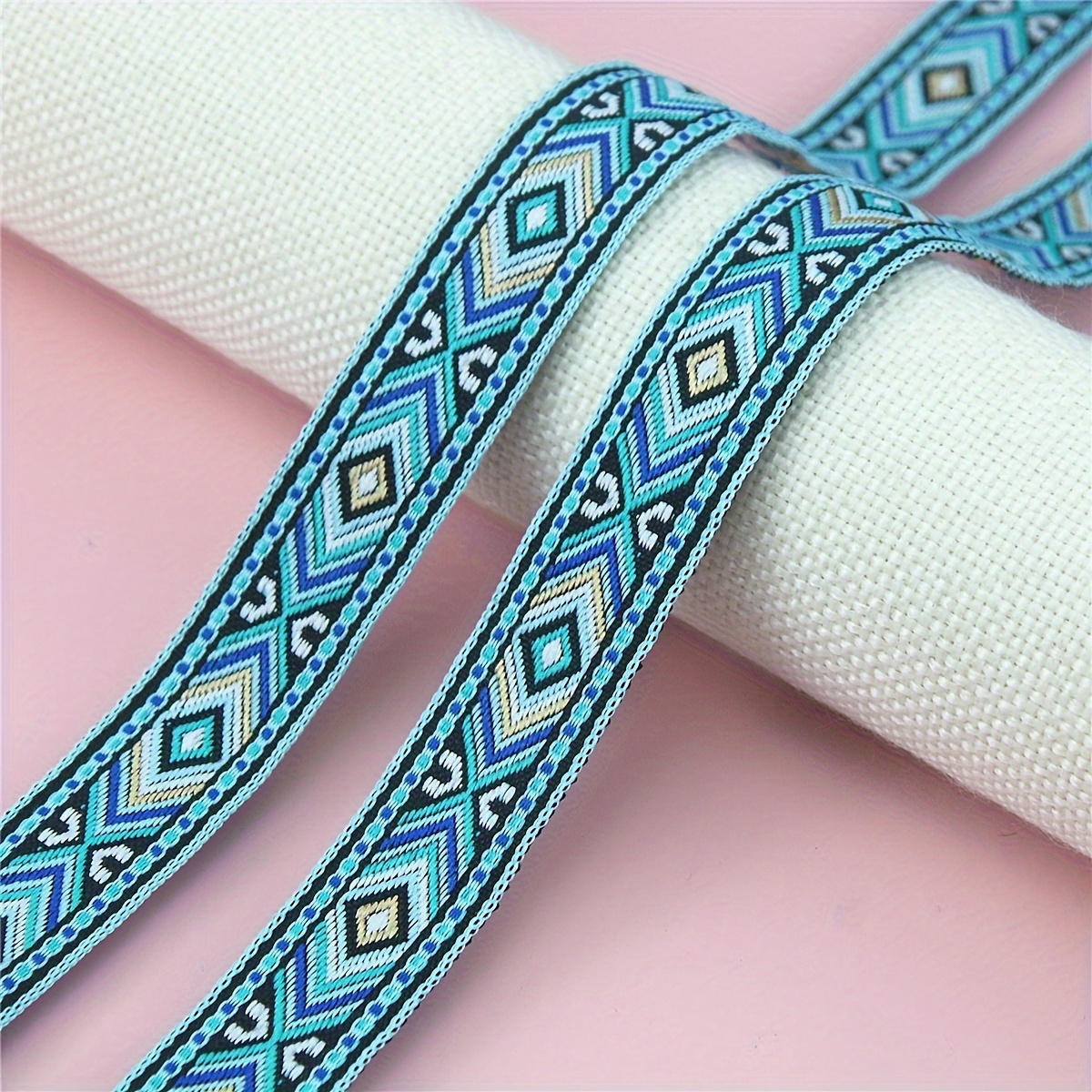 Multicolor Geometric Pattern Ribbon Middle Eastern Style Clothing Apparel Hats Bags Crafts Additions